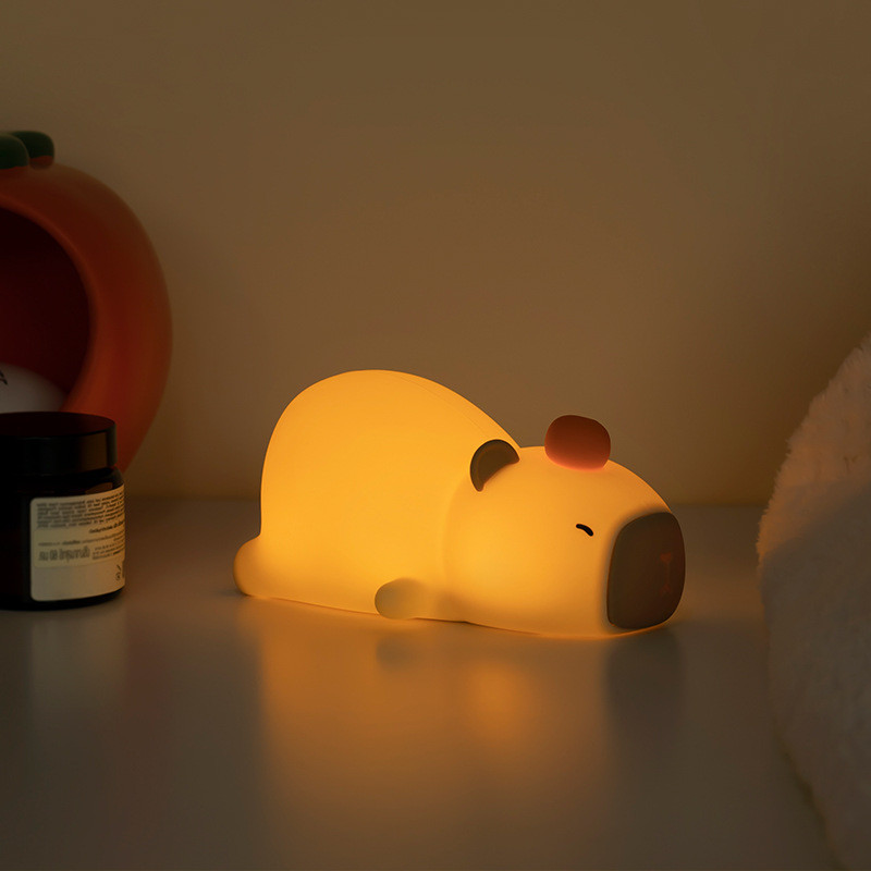 Capybara Night Light For Kids Animal Silicone Night Lamp USB Rechargeable Touch Control With Dimmable Timer Bedside Lamp