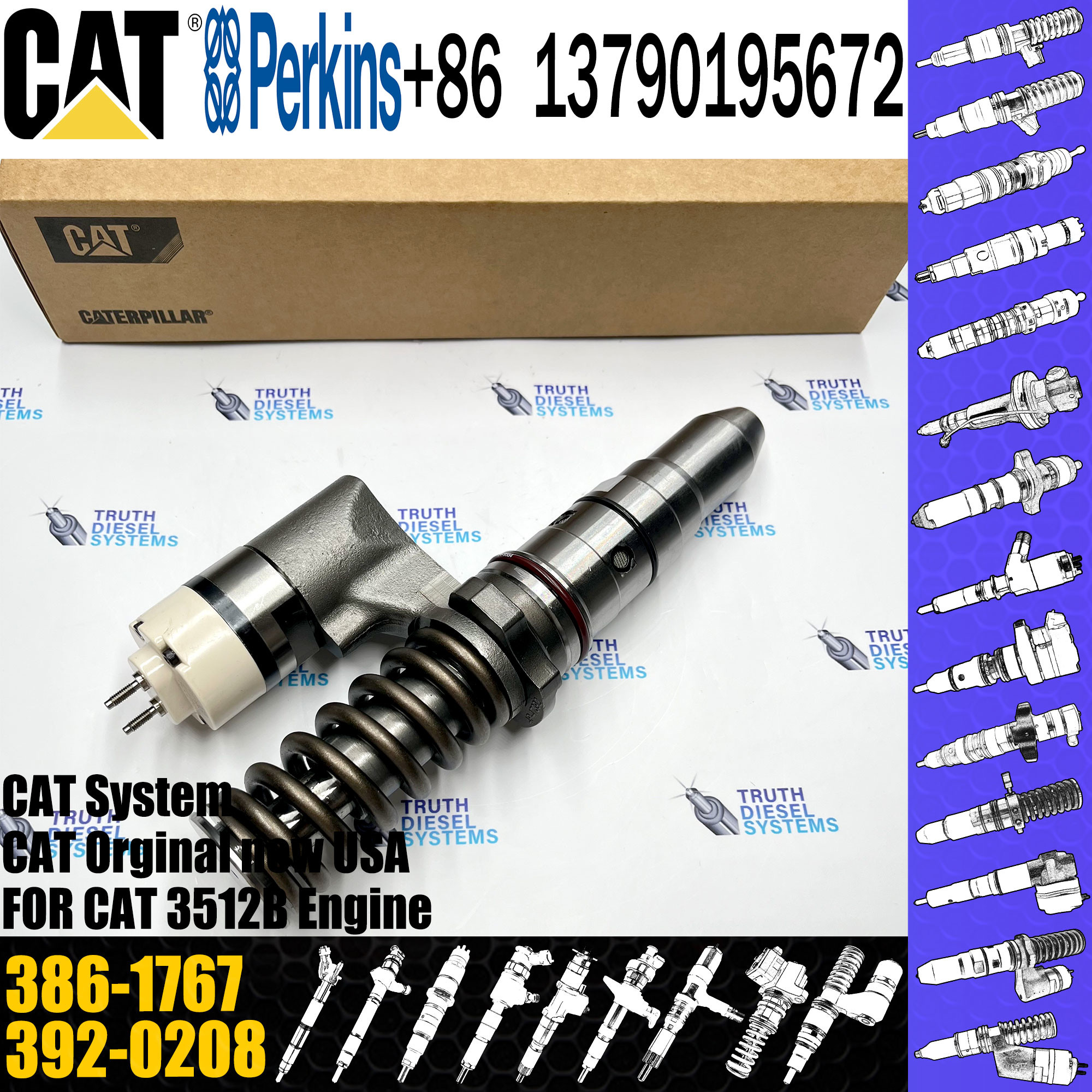 excavator Fuel Injector Assembly 20R-1276 386-1767 392-0215 For C-aterpillar 3508B 3512B 3516B Engine