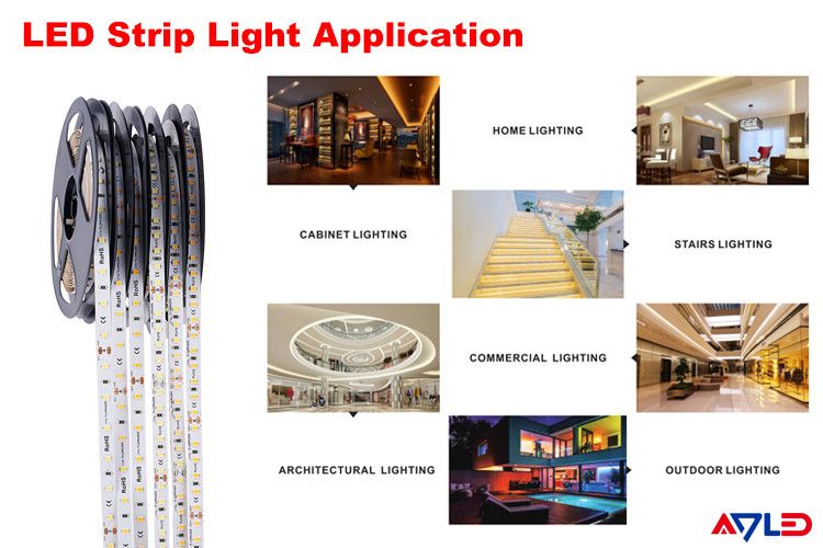 SMD 2835 Trimming LED Strip Lights 3M Tape Dimmable 3000K 6500K 12V 24V For Bedroom