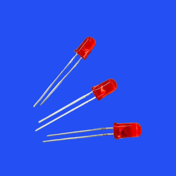 0.2W 5mm Tinted Clear Red Lens 620-630nm 12000-15000mcd Round Head LED Diode For