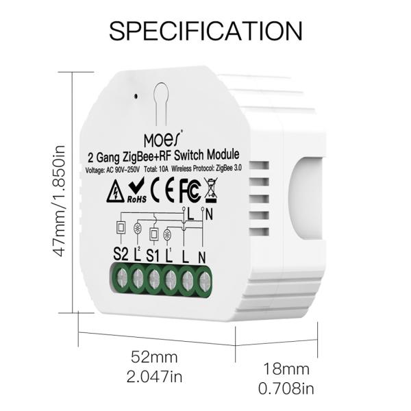 Buy cheap 2Gang Zigbee3.0 Smart Switch Module With RF433 Function from wholesalers