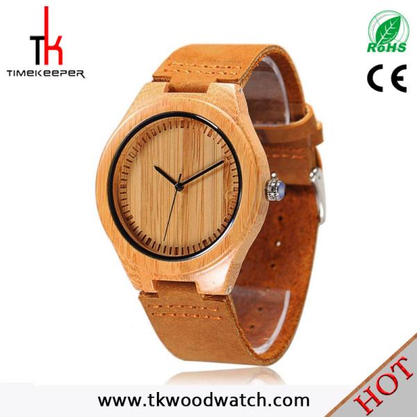 Buy cheap 2016 Factory price Hot selling Leather strap Ronda movement quartz bamboo watch from wholesalers