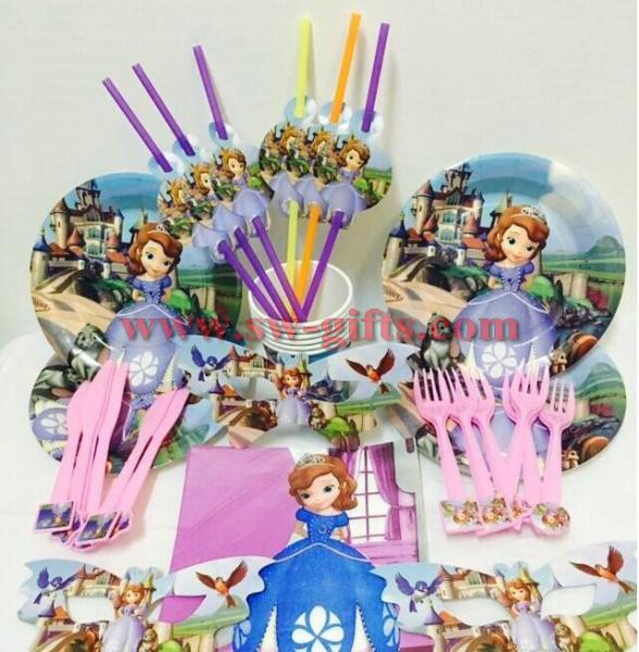 Buy cheap Sofia the First Kids Birthday Decoration Set Princess Theme Party Supplies Baby Birthday Party pack for 6 people from wholesalers