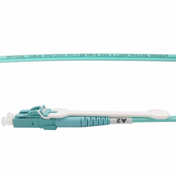 Buy cheap Aqua Color OM3 Fiber Optic Jumper Cables Pulling Type Connetors LC Duplex from wholesalers