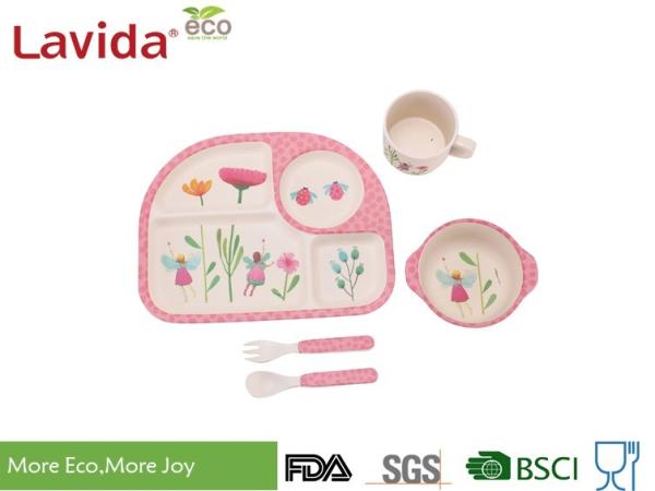 Buy cheap Eco - Friendly Bamboo Childrens Dinner Set , Natrural Bamboo Kids Set For BBQ Picnic from wholesalers
