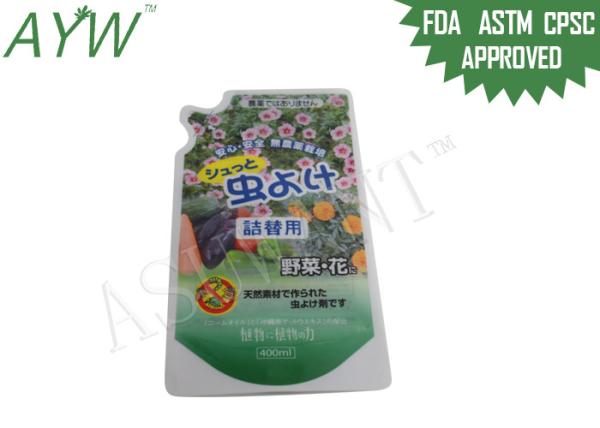 Buy cheap Safety Pesticide Liquid Pouch Refill Packs For Flower , Flexible Green Plastic Bag With Spout from wholesalers