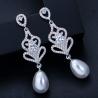 Buy cheap Special Geometrical Silver Color Pearl Earrings Brinco High-Grade CZ Zircon Pearl Earring For Women from wholesalers