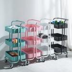 Kitchen Three Storey 15kg Bearing Metal Trolley Cart