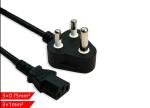 South Africa 10A/16A 3pin black power cable 0.5m-10m copper power cord