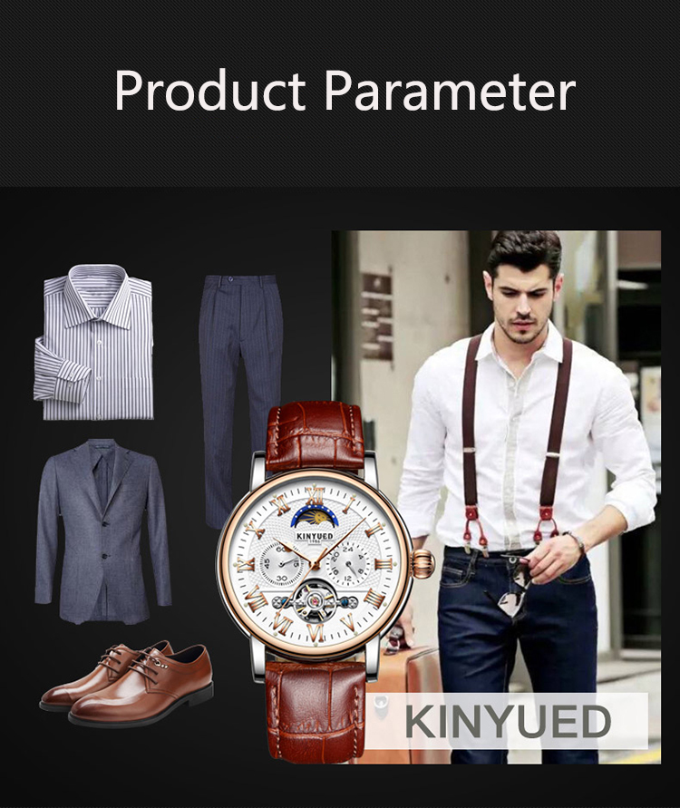 KINYUED 2019 Creative Automatic Men Watches Luxury Brand Moon Phase Mens Mechanical Watch