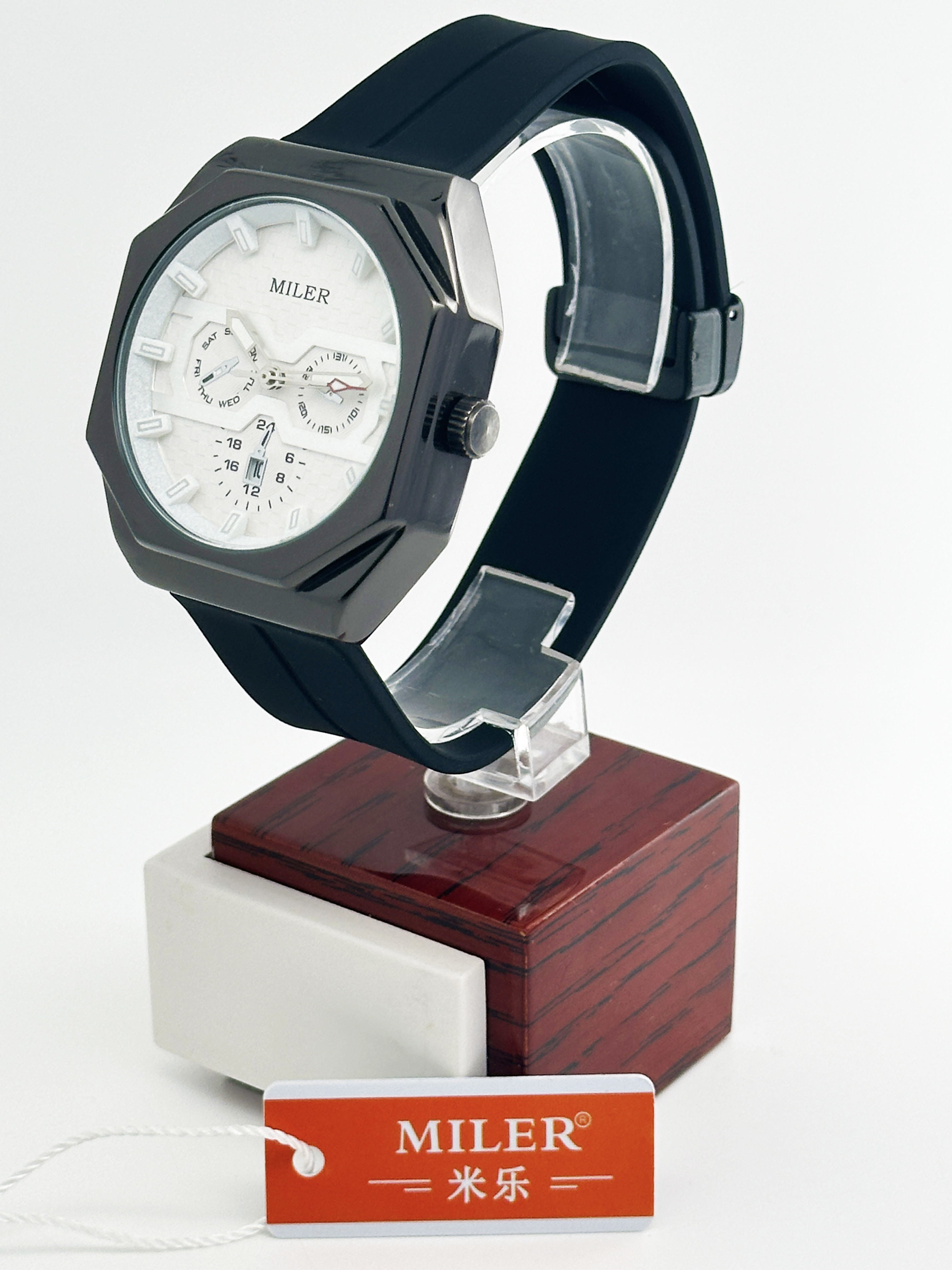 Casual Wrist Watch Chronograph Waterproof Luminous Calendar Silicon Band Men Watch