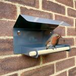 Rain Cover Roof Bird House Frame Wall Mounted Garden Locker Bird Feeder in Black