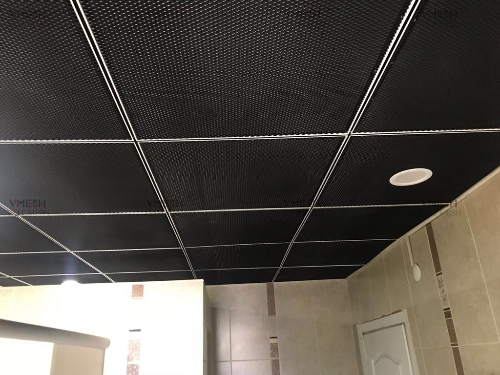 Architectural Suspended Aluminum Ceiling Expanded Metal Panels Black