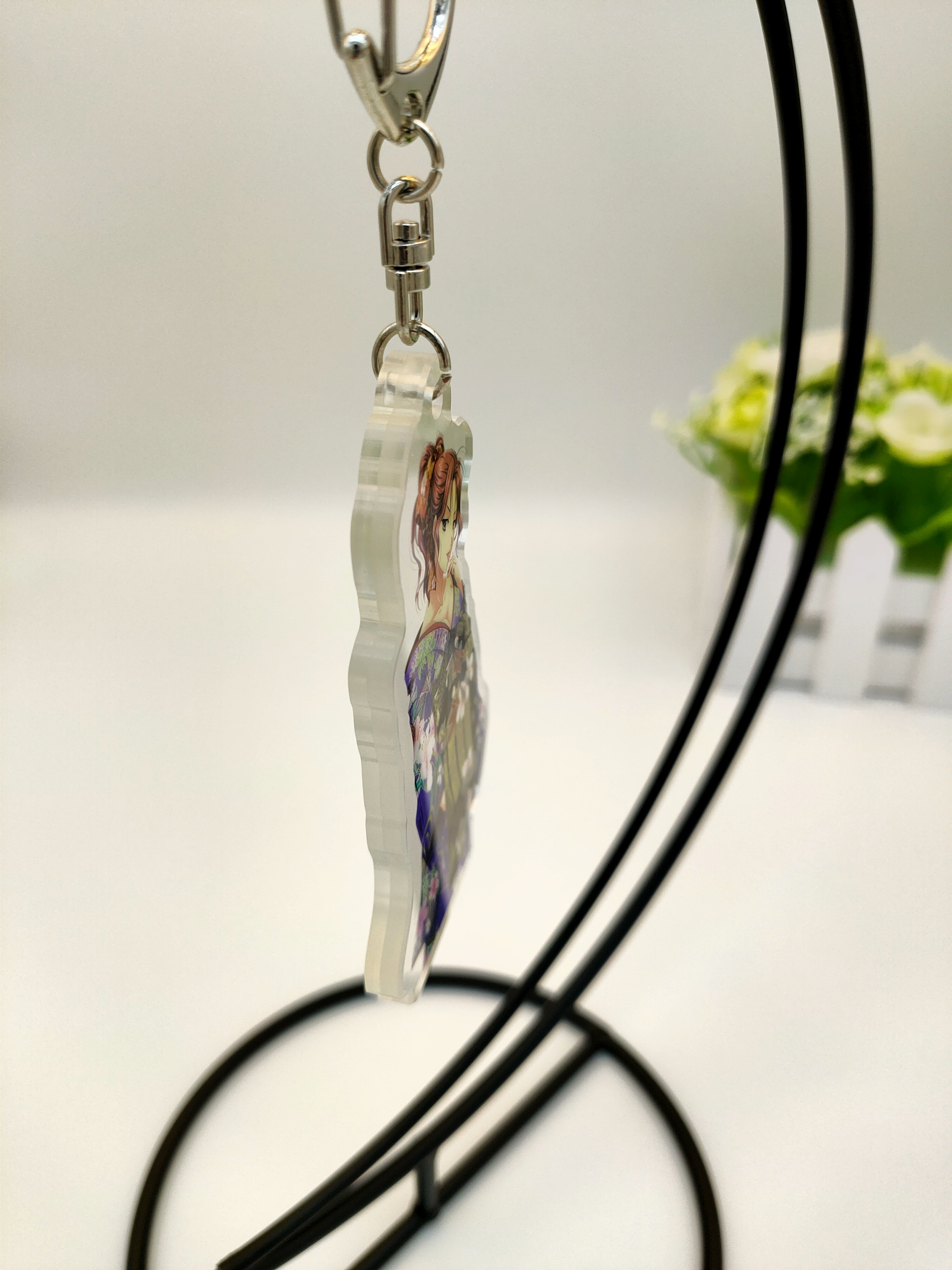String Attached Printed Acrylic Keychain Cartoon Character