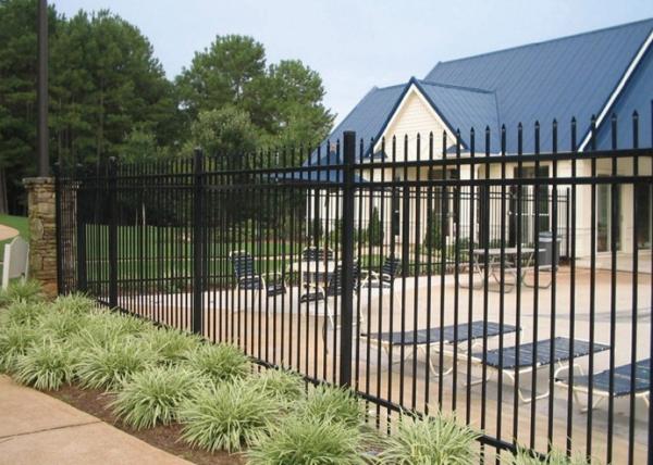Black Decorative Metal Fencing , Ornamental Iron Fence Panels 40*40mm Horizontal