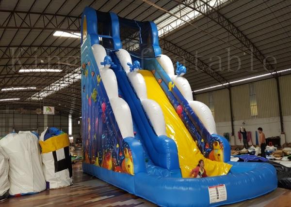 Buy cheap Children / Adult Blue Inflatable Water Slide With Two Lane 1 Year Warranty from wholesalers