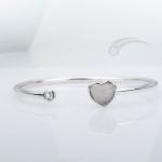 925 Sterling Silver Meteorite Bracelets Heart Bangle Bracelet 10mm