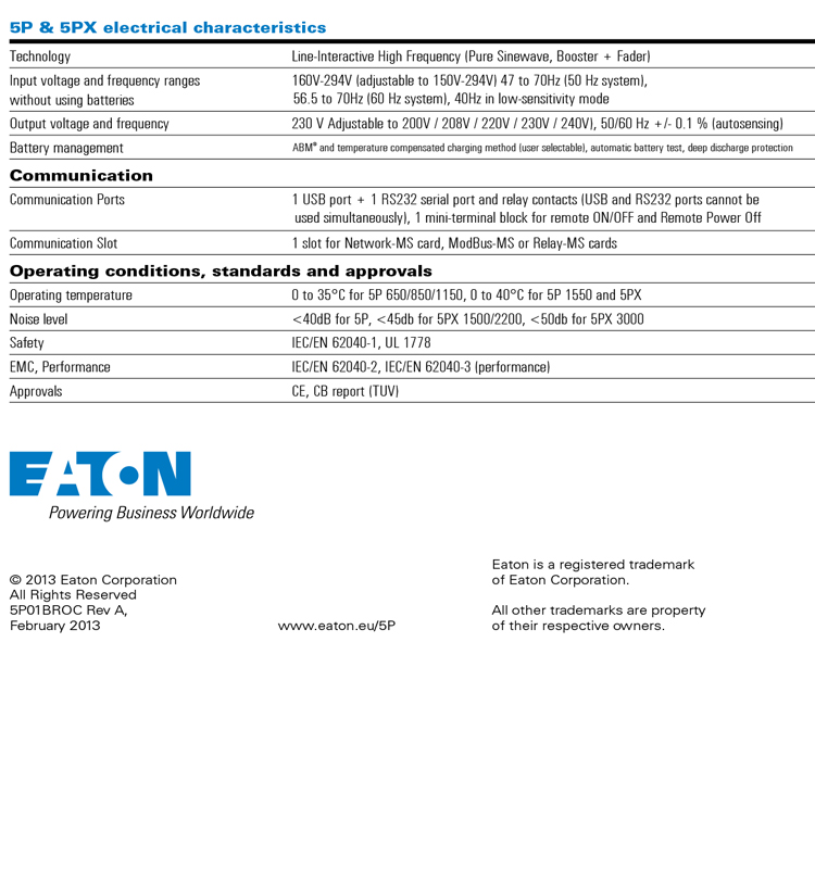 EATON UPS Brand 5P-5PX series 5P 1150VA 230V UPS single phase Line-Interactive for power supply Small and Medium Data Center