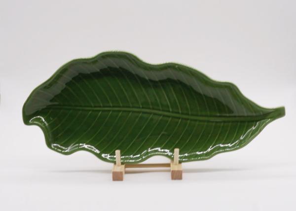 Buy cheap Earthenware Fresh Green Leaf Platter Ceramic Dolomite Foliage Shape Plates from wholesalers