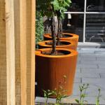 Outdoor Garden Metal Flower Pots Tapered Cylinder Corten Steel Conical Planters
