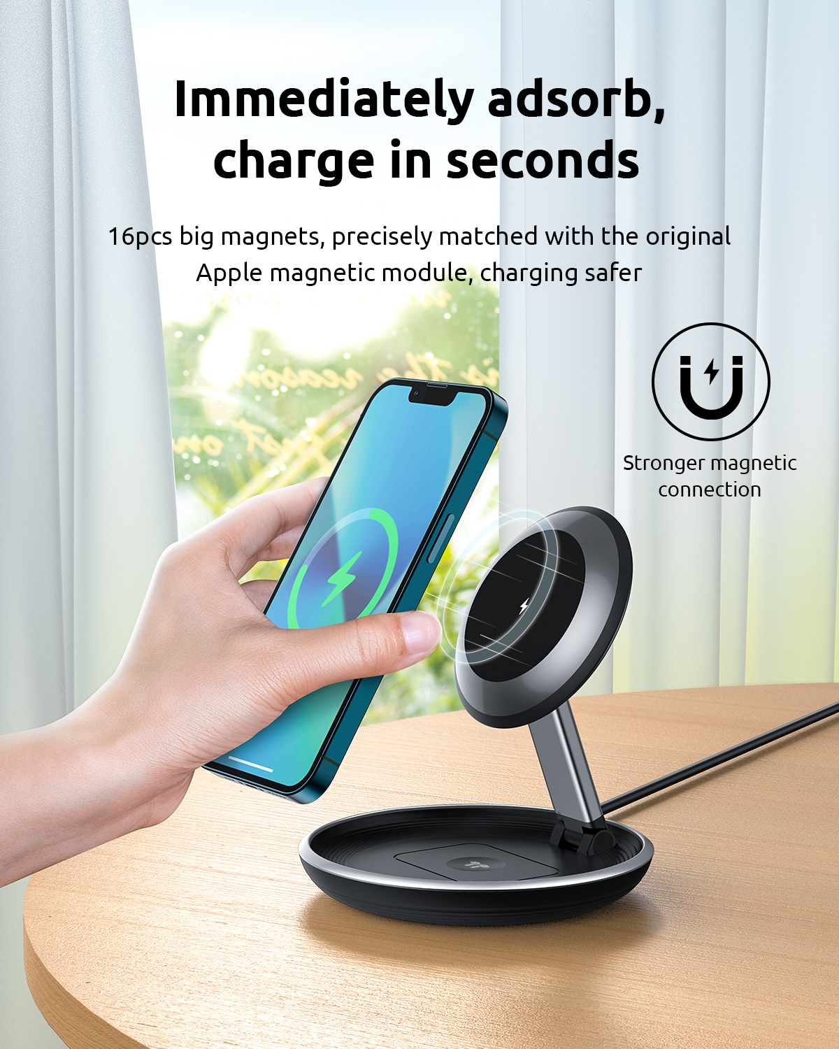 ABS UFO 3 In 1 Wireless Charging Station Magnetic Folding 15W