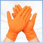 Diamond Textured Disposable Nitrile Gloves Orange Nitrile Latex Free Gloves