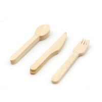 Buy cheap 160mm Disposable Wooden Cutlery Set , Wrapped Organic Bamboo Utensils Spoon product