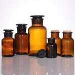 Empty Large Amber Apothecary Glass Reagent Bottle For Liquid Solid Powder