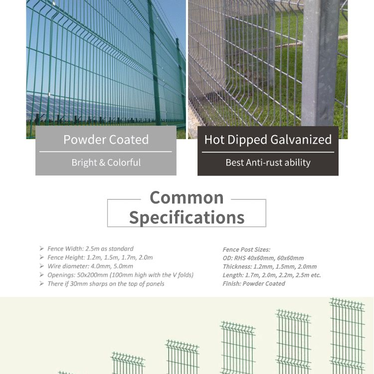 Protective Fence Panel with Galvanized Steel Metal and 3D Bending Curved Garden Fence