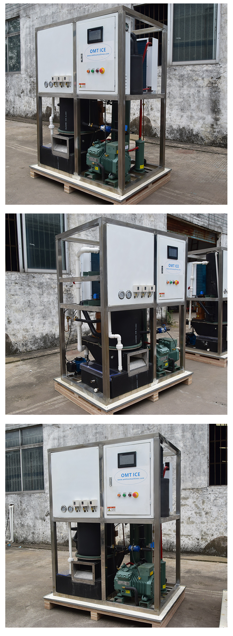 Commercial Meat Poultry Preservation Pre-Cooling 1 Ton Tube Ice Machine with Fast Ice Making Time