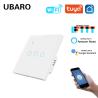 Buy cheap European Standard Tuya Black Tempered Glass Smart Wall Mounted Wi Fi Switch Type 86 3 Gang Work With Alexa Voice from wholesalers