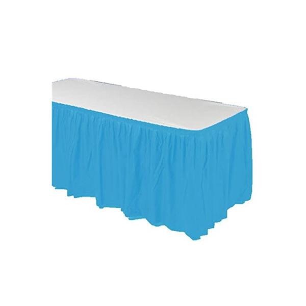 Buy cheap KINSHUN Plastic Table Skirt Rectangle Light Blue Color Party Table Skirt from wholesalers