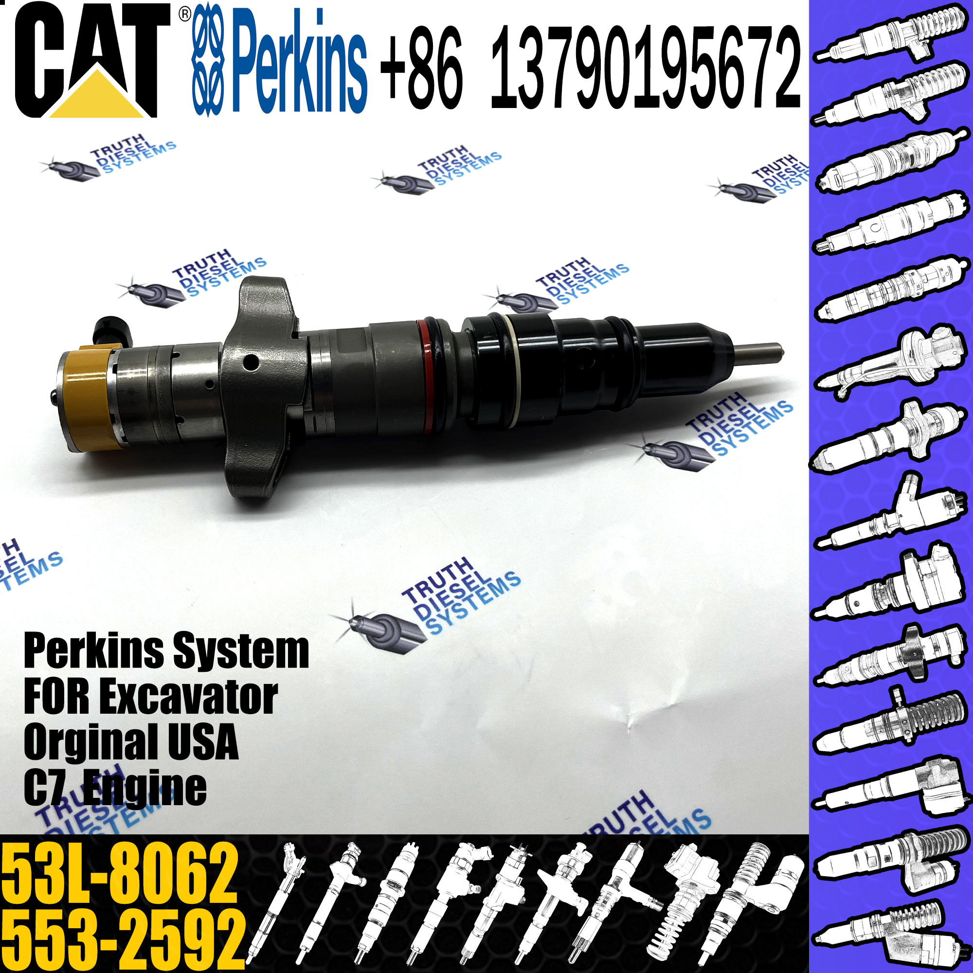 Common Rail Diesel Fuel Injector 20R-9079 553-2592 53L-8062 for C7 C9 325DL Engine