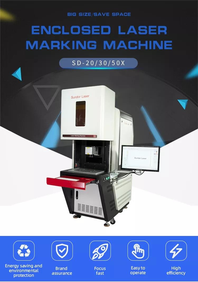 Safety Enclosed Cabinet Type 20W Fiber Laser Marking Machine For Precise Marking On Surgical Instrument