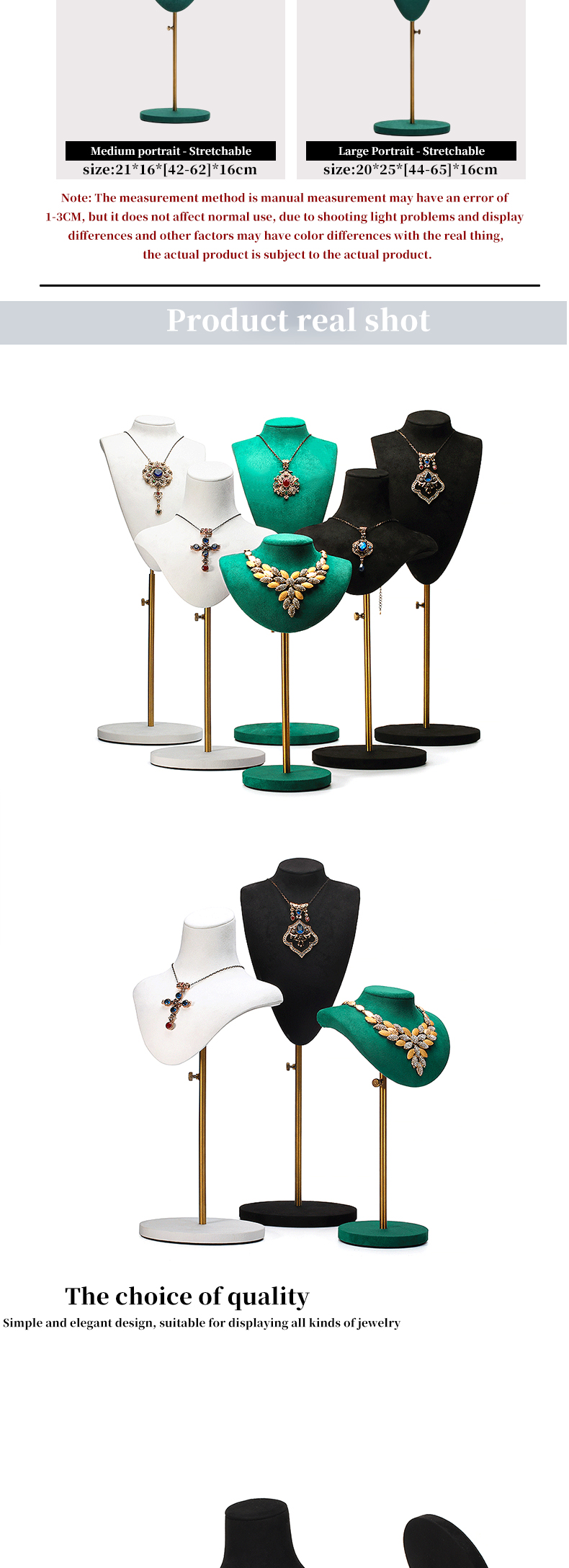 Multi Sizes Soft Velvet Cover Jewelry Display Bust Pendant Exhibition Stand