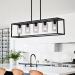 American rectangular wrought iron chandelier dining room kitchen bar glass