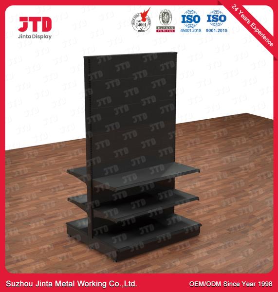 Buy cheap 1800mm Double Sided Gondola Supermarket Shelving OEM Black Metal Storage Shelves from wholesalers