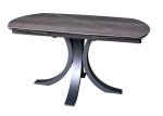 Elegant Ceramic Top Dining Table Wood Grain Textured Top Black Leg