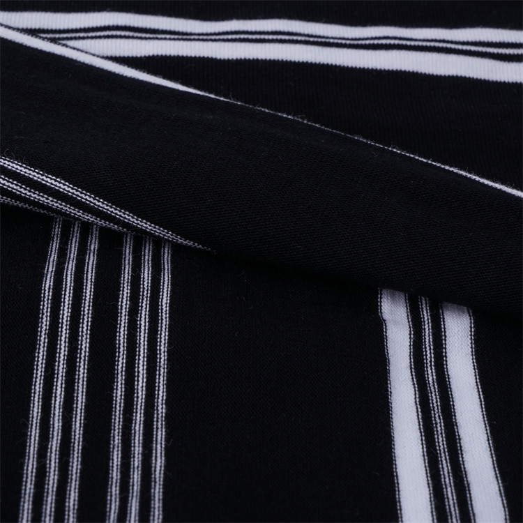 Breathable, Skin-Friendly And Natural Soft Not Easy To Deform Striped Knit Fabric For T-Shirt