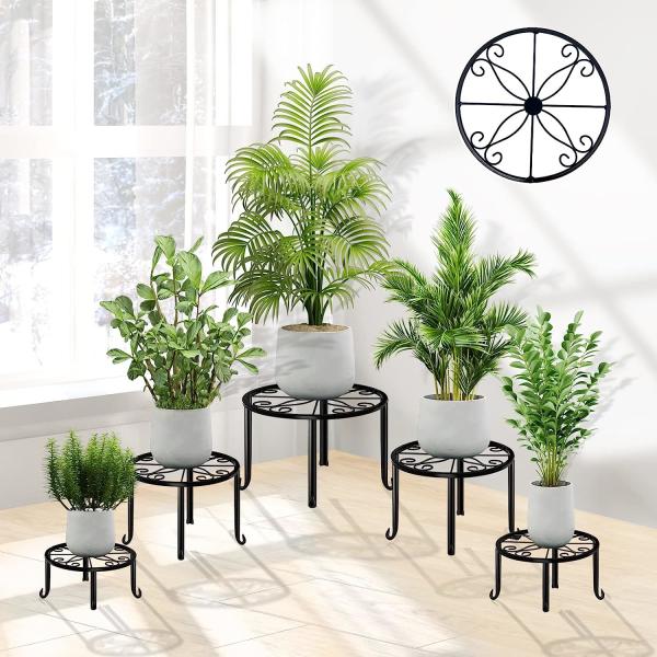 Metal Flower Pot Stand Black Steel Vintage Powder Coating Plant Pots Planters