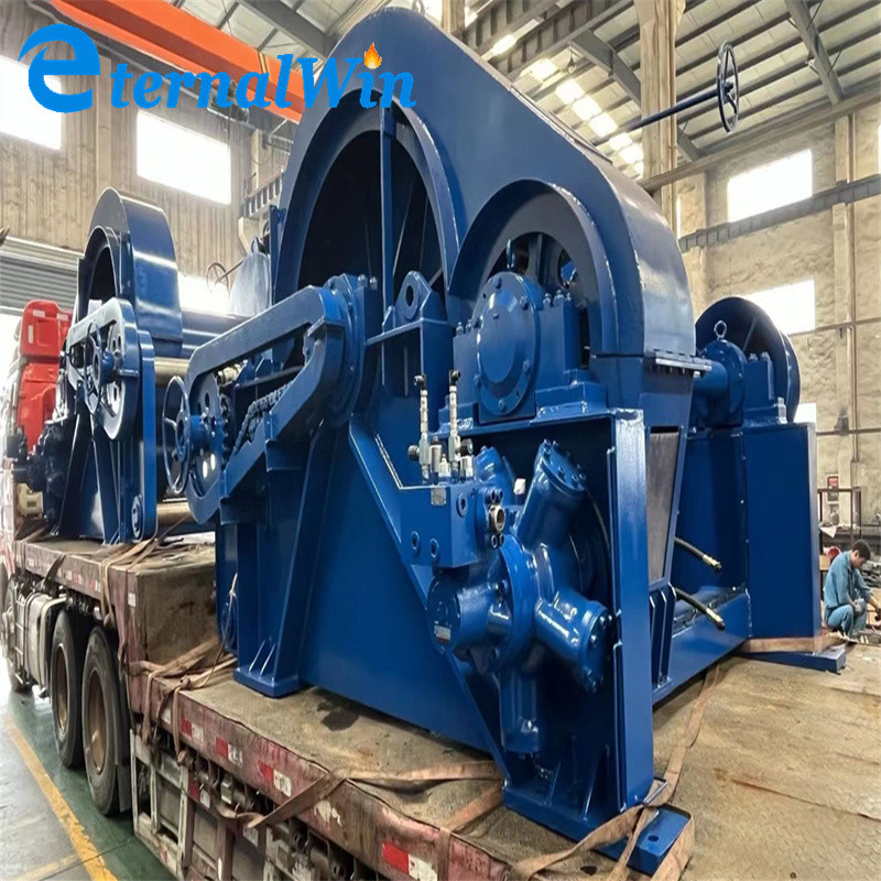 Double Drum Marine Hydraulic Winch 1-75 Ton Metal Steel