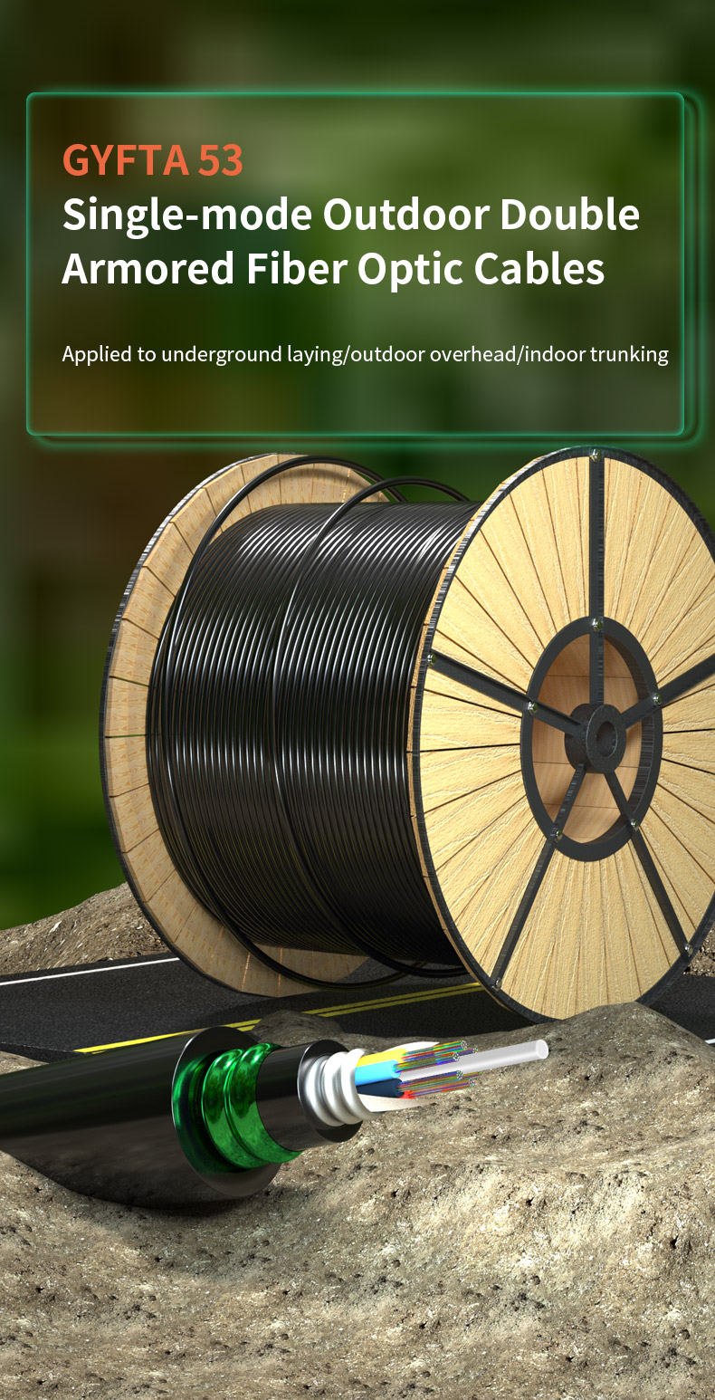 GYFTA53 Singlemode G652D Non-Metallic Material Water Proof Armored Fiber Optic Cable