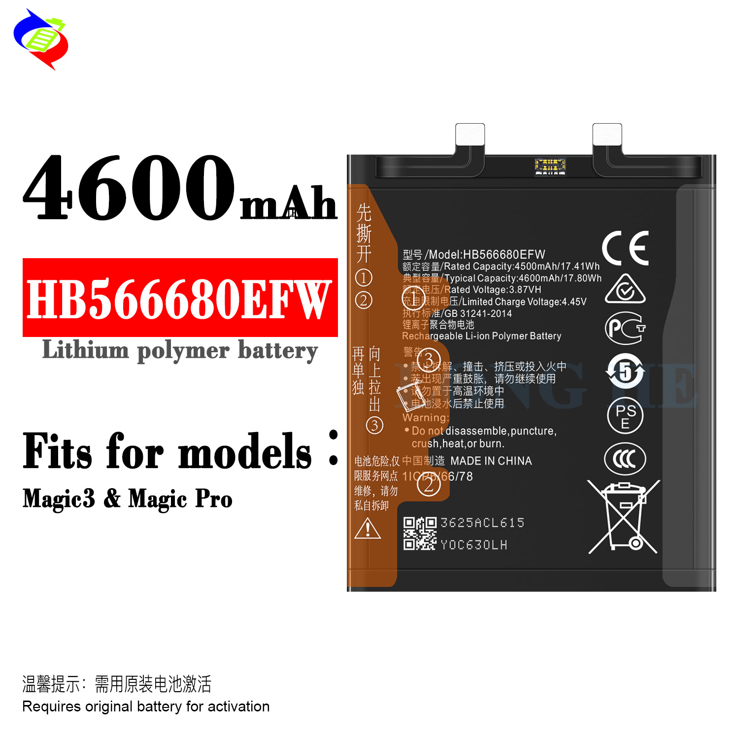 4600mAh Lithium Polymer Battery for HUAWEI Magic 3/Magic Pro HB566680EFW Phone Batteries