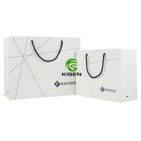 Buy cheap Personalised White Gift Paper Handle Shopping Bags Reusable With Your Own Logo product