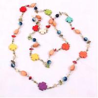 Buy cheap Bohemian cross-color semi-precious jewelery mixed ethnic sweater chain necklace product