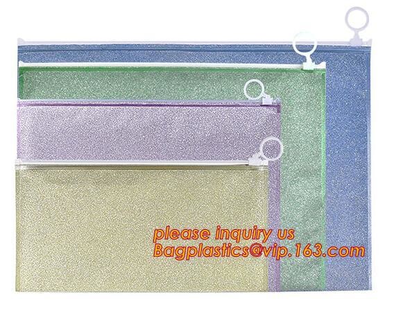 Cosmetic Pink Slider Padded Bag/Holographic k Bag With Bubble,Holographic Metallic Zipper Bubble Bag/Slider Padded