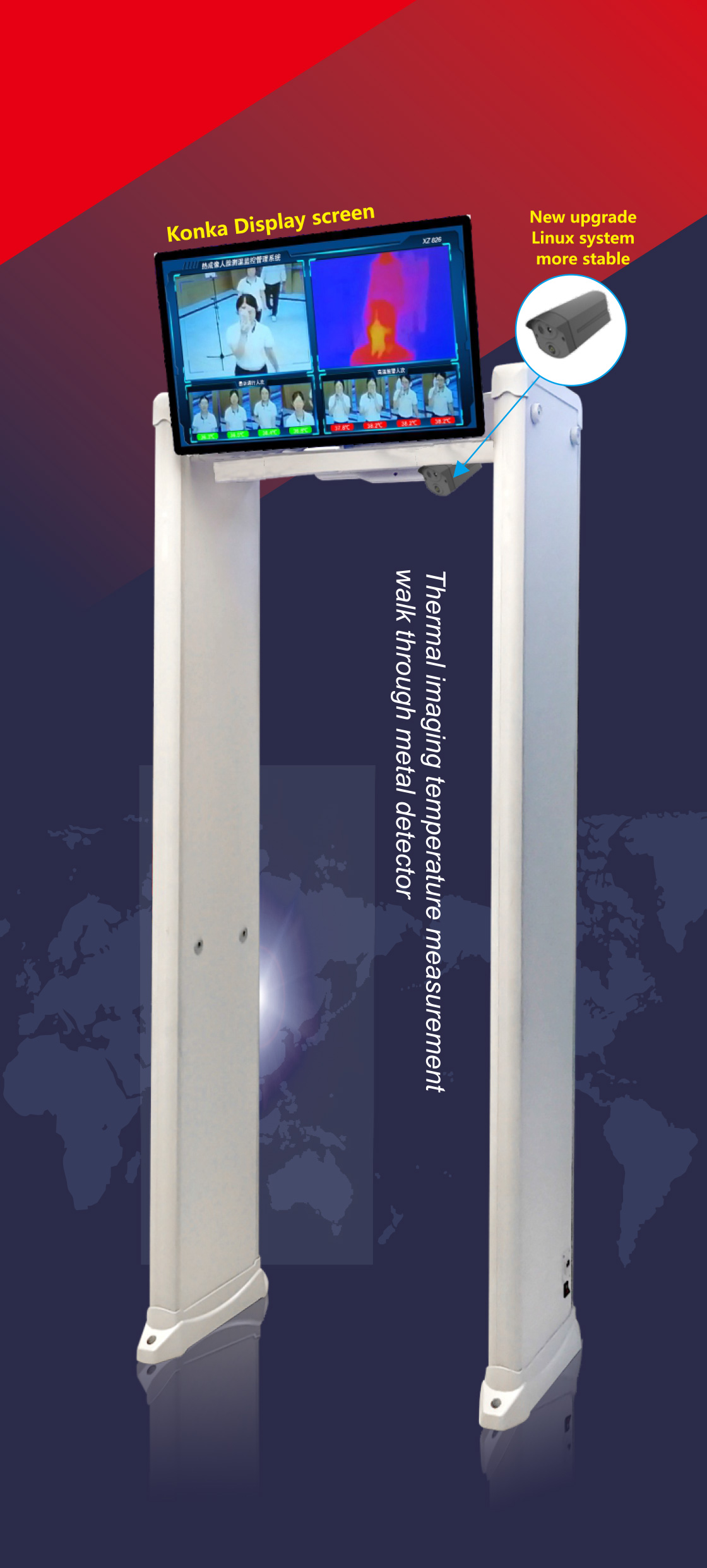Economic style thermal face temperature measurement walkthrough metal detector