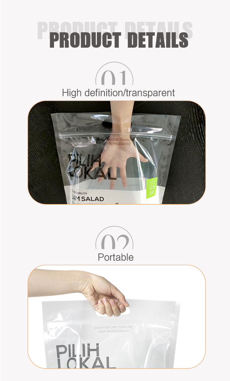 500g Vegetables Resealable Stand Up Pouch Bags Dry Fruits Packaging Pouch Zipper Top