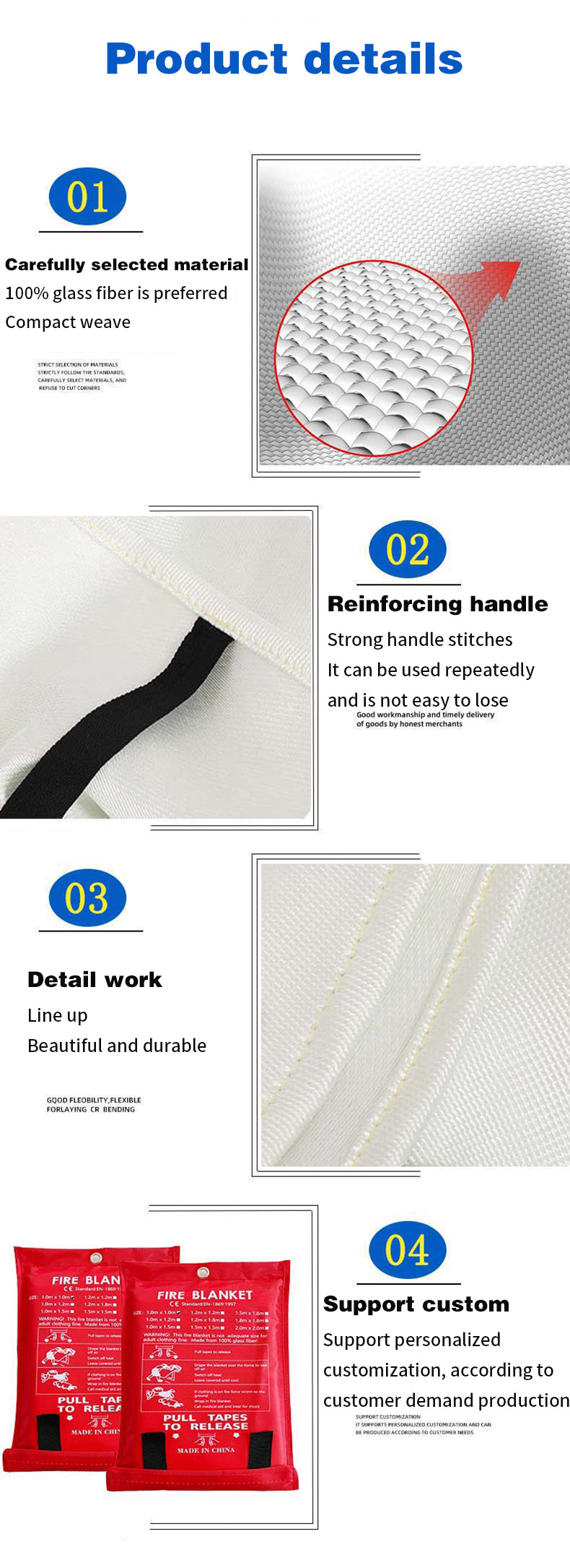 Flexible Fiberglass Fire Blanket with 100% Fiber Thermal Insulation