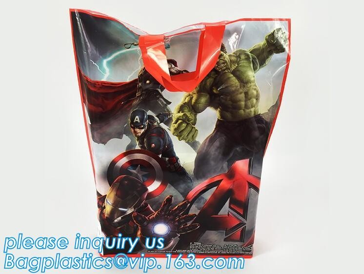 Custom Printed Stand Up Block BottomSoft Loop Handle Plastic Carrier Shopping Bag，Plastic Soft Loop Handle Bag for Shopp